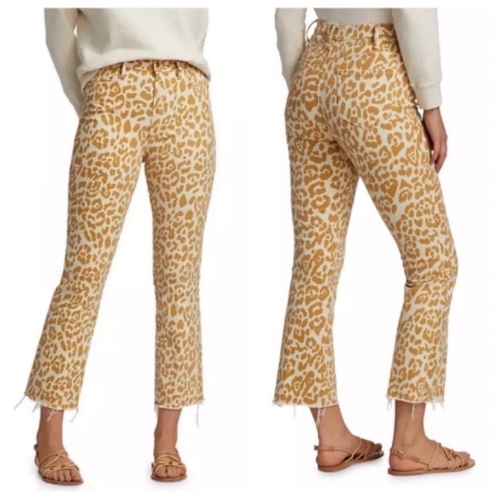 MOTHER The Hustler Ankle Fray Jeans In Prowl Animal Print Size 25